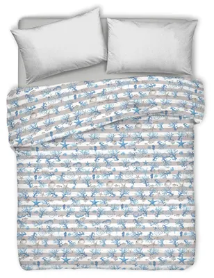 Immagine prodotto di Copripiumino Solidchoice - 260x280 cm - Motivo a righe blu, 100% cotone