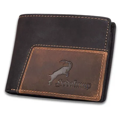 Produktbild von hodalump - Premium Echt-Leder Geldbörse mit RFID-Schutz & Münzfach - Herren Geldbeutel - Portmonee klassisch aus Büffelleder - Echtleder Portemonnaie im Vintage Design - Brieftasche in schwarz/braun –