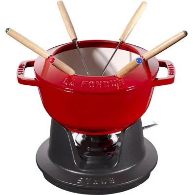 Image de Staub Service à fondue, Induction, Fonte, Rouge cerise