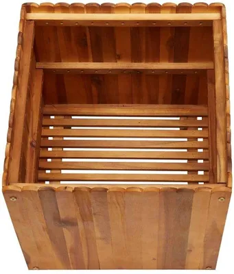 Image de Table en bois d'acacia massif, 19,7 pouces, bois naturel