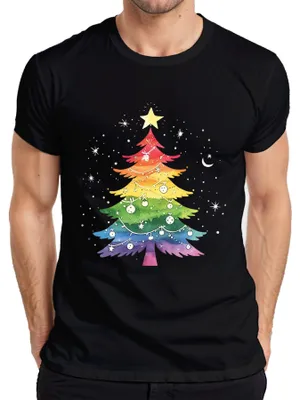 Zdjęcie produktu dla LGBTQ Gay Christmas Tree - Christmas Gift Świąteczna koszulka męska, czarny, XXL