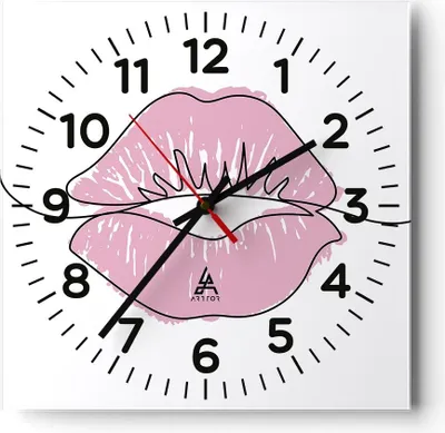 Produktbild von Wanduhr - Quadrat - Glasuhr - Mund Bild Modern - 30x30cm - Schleichendes Uhrwerk - Lautlos - zum Aufhängen bereit - Dekoration Modern - Wanddekoration aus Glas - C4AC30x30-4543