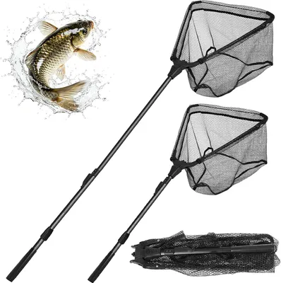 Obrázok produktu pre Sieť na ryby – skladacia – na lov pstruhov – teleskopická rukoväť – 90 cm – čierna