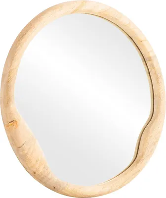 Produktbild von Spiegel Barani 50cm runder Badspiegel Mangoholzrahmen kleiner Spiegel Landhaus