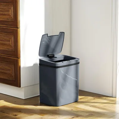 Produktbild von Sweiko Sensor Mülleimer 15L Automatischer Mülleimer mit zwei Öffnungsmodi, für Büro, Küchen, 27,6 x 21,4 x 33,5 cm, Grau