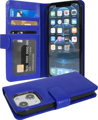 Produktbild von Cadorabo Hülle für Apple iPhone 13 MINI in Blau Backcover Handy Schutz Hülle Book Case Booklet Kartenfächer