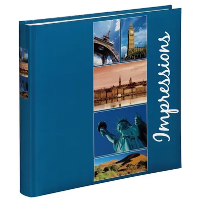 Produktbild von Hama Buchalbum Giro, 26 cm x 26 cm, Blau, Urlaubsfotoalbum, 60 weisse Seiten, CD Fach