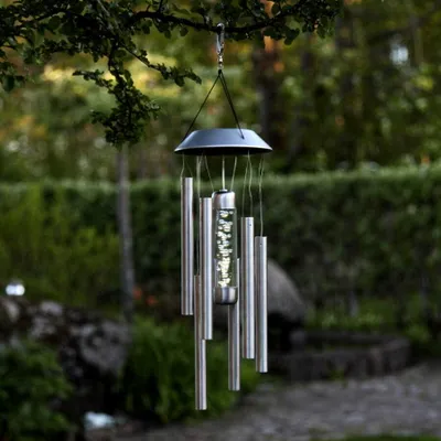 Immagine prodotto di Campanello solare a LED, acciaio inox, 1 LED bianco caldo, 35 cm