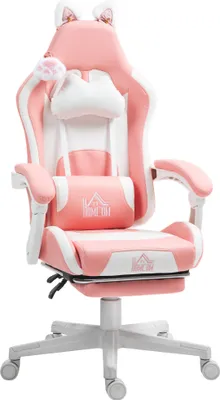 Produktbild von HOMCOM Gaming Stuhl Ergonomischer Gamer Stuhl mit Lendenwirbelstütze, Fußstütze