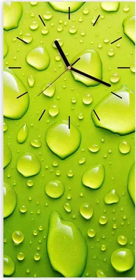 Produktbild von Wanduhr aus Glas mit Motiv Wassertropfen- 30 x 60 cm - inkl. Aufhängesystem