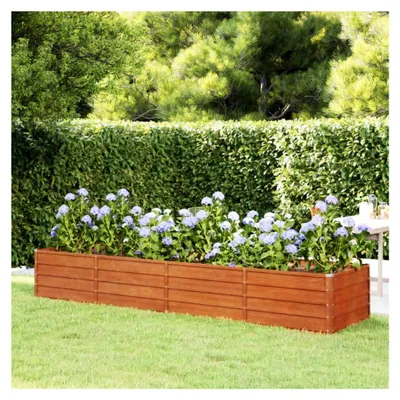 Produktbild von Hochbeet aus Cortenstahl, wetterfest mit Drainage, für Garten, Balkon, Terrasse, Rostoptik, 240 x 80 x 45 cm