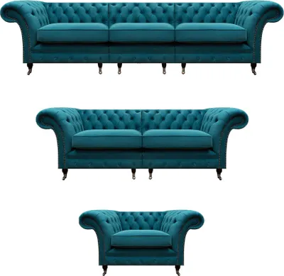 Immagine prodotto di Set di 3 divani imbottiti poltrona divano soggiorno Chesterfield