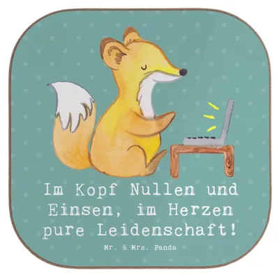 Produktbild von Mr. & Mrs. Panda Untersetzer für Gläser Programmierer Herz - Meeresbrise - Geschenk, Kreativität, Softwareentwicklung, Getränkeuntersetzer, Beruf, Programmiersprachen
