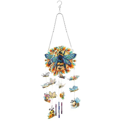 Produktbild von Diamond Painting Windspiel 3D – Biene & Blumen │ ca. 78 cm | DIY Bastelset | Kreativgeschenk für Erwachsene