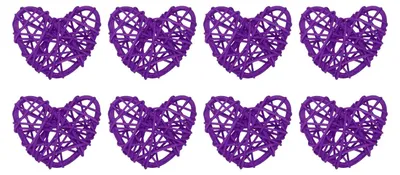 8 herzförmige Rattankugeln, hellviolett, 5 cm, Vasenfüller