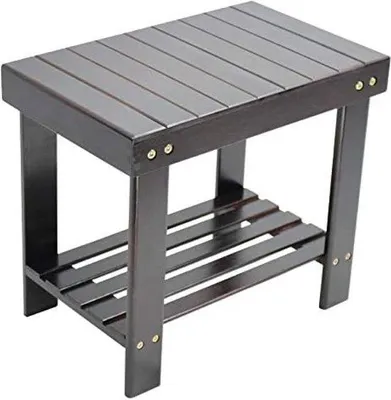 Produktbild von Famanu Bamboositzhocker mit Ablage - Dunkelbraun