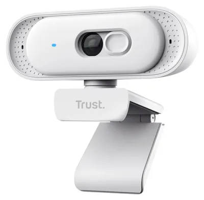 Image de Webcam Trust Ovala 2K QHD avec microphone et filtre de confidentialité, blanche