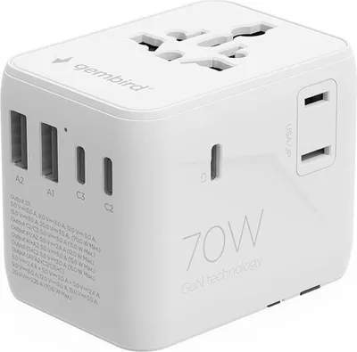 Produktbild von Gembird Universal Reiseadapter 70 W, weiss