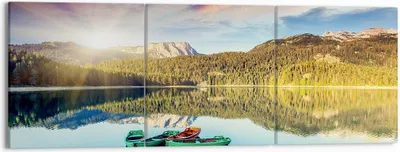 Produktbild von Bild auf Leinwand - Leinwandbild - See Berge Wasser - 150x50cm - Wand Bild - Wanddeko - Wandbilder - Leinwanddruck - Bilder - Kunstdruck - Wanddekoration - Leinwand bilder - Wandkunst - CA150x50-3595