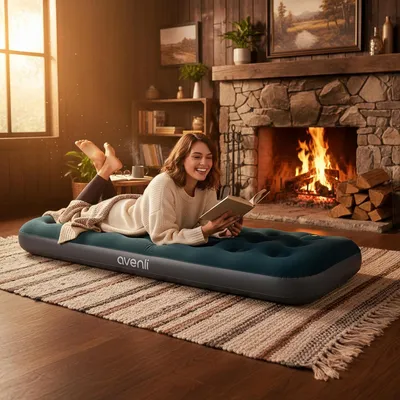 Produktbild von Luftmatratze für Camping mit integrierter Fußpumpe für eine Person, 191x73x22cm, aufblasbare Matratze für Gäste und Reisen