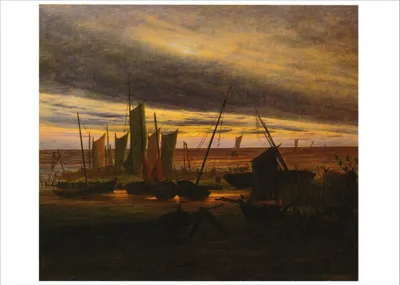 Produktbild von Kunstkarte Caspar David Friedrich "Schiffe im Hafen am Abend"