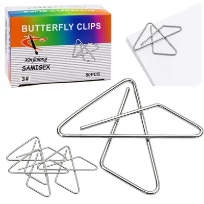Productafbeelding van Metalen vlinderkruisclips voor kantoordocumenten 28 mm 50 stuks.