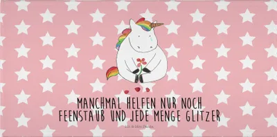 Produktbild von Mr. & Mrs. Panda Handtuch Einhorn Traurig - Rot Pastell - Geschenk, 50x100, Unicorn, Glitzer, Frotteehandtuch, Liebe, Blume, gesichtshandtuch, Freunde, Einhörner