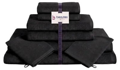 Produktbild von BEAUTEX Handtuch-Set Premium Frottier Sets, 100% Baumwolle 550g/m²,Schwarz,Set: 4 Hand-, 2 Badetücher