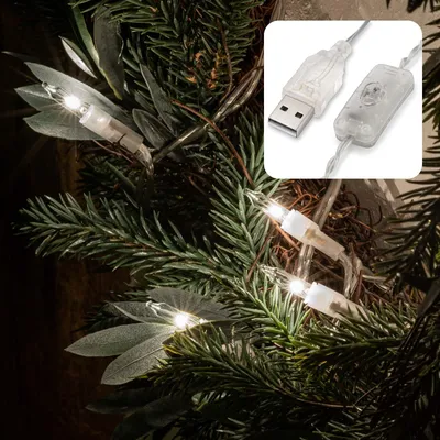 LED-Lichterkette Innen, 2er-Set, 50 LEDs, warmweiß, USB, 735 cm