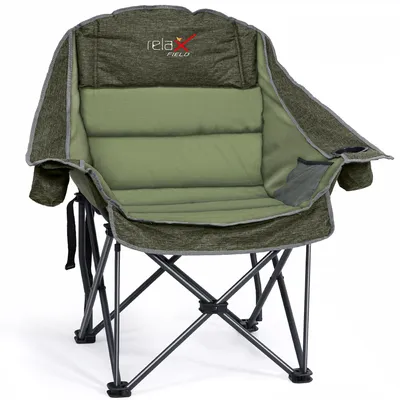 Imagen del producto de Silla de camping plegable, acolchada, con capacidad de carga de hasta 227 kg, de color verde, ideal para jardín y camping