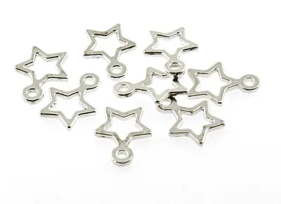 Produktbild von Vintageparts Anhänger Stern Metalllegierung silberfarben 14 x 12 mm, 20 Stück