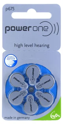 Produktbild von Power One P675 – Packung mit 6 Batterien für Hörgeräte, 1,45 Volt, 65