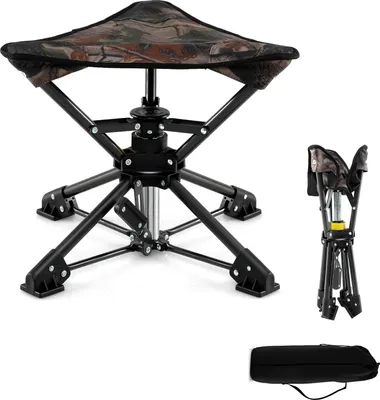 Immagine prodotto di Sgabello da campeggio KOMFOTTEU, sedia da caccia portatile con borsa per il trasporto, sedile da pesca con base antiscivolo e portata di 150 kg, ideale per i picnic, 43 x 39 x 37 cm (mimetico)