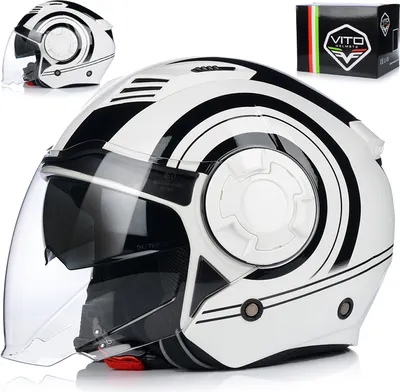 Produktbild von Jet helm mit Sonnenblende | VITO ISOLA | Jethelm mit Doppelvisier | ECE 22.06  | Motorradhelm mit Visier | XS (53-54cm)