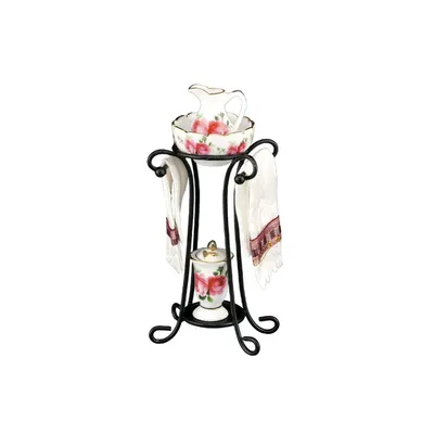 Produktbild von Miniatur Waschlavoir "Rose" mit Kanne, Handtüchern & Vase