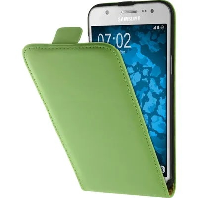 Produktbild von PhoneNatic Kunst-Lederhülle kompatibel mit Samsung Galaxy J5 (2016) J510 - Flip-Case grün + 2 Schutzfolien