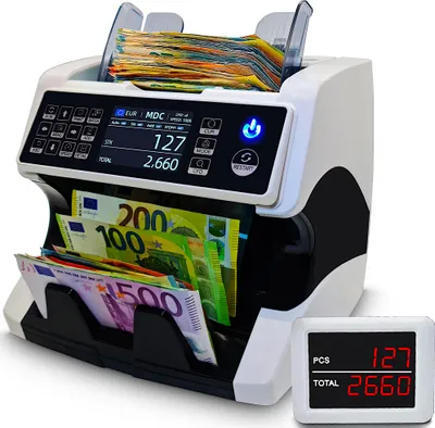 Produktbild von BEITZ BS-920 Geldzählmaschine für Scheine zur Wertermittlung und Stückzahl sowie Geldprüfer Geldzählautomat Geldscheinzähler Banknotenzähler