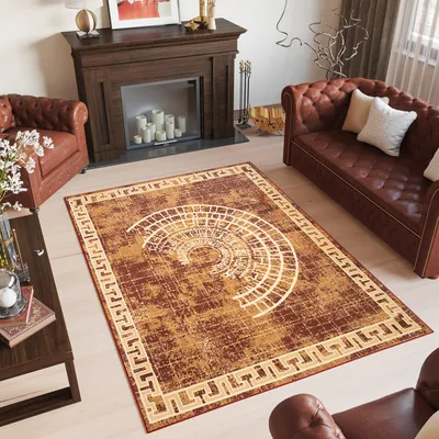 Produktbild von Teppich Wohnzimmer Schlafzimmer Kurzflor Design Modern Braun Beige Meliert 140 x 200 cm