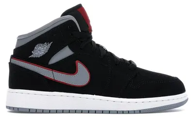 Zdjęcie produktu dla Jordan 1 Mid Black Particle Grey Gym Red (rozmiar dla dziewcząt/młodzieży) - EU 36