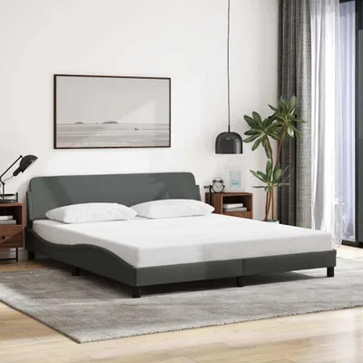 Image de Maison Exclusive - Lit "Dover" gris foncé, 183x213 cm, revêtement en tissu