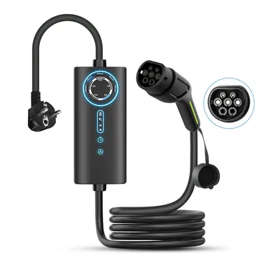 Produktbild von 6/8/10/13/16A 3.5kW EVSE EU EV Typ2 Wallbox EV Ladekabel 1 phase für Elektrofahrzeuge 8m Schnellladekabel