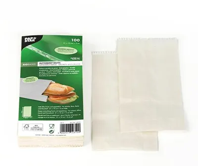 Produktbild von Papstar Butterbrotbeutel 21 cm x 10 cm x 3 cm weiß , fettdicht, 30 x 100 Stück