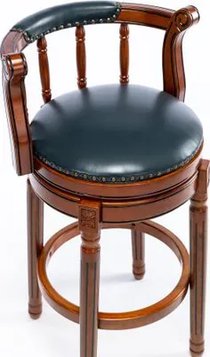 Produktbild von Cowtop Leder Barhocker 360 drehbar Barhoehe Rueckenlehne fuer Kueche Theke Modernes Design 21.7x20.4x33.9''  Wooden Bar Stools Blau Height Holz