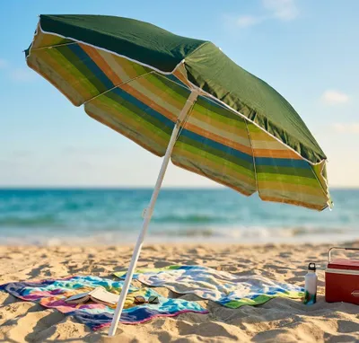 Immagine prodotto di Milani Home - ombrellone da spiaggia diametro 2 m con palo centrale in acciaio, inclinabile, multicolor, per mare, campeggio e piscina
