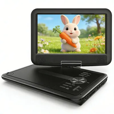 Obrázek produktu pro 11,5" přenosný DVD přehrávač pro děti do auta s 9,5" HD otočným displejem, stereofonními reproduktory, 5hodinovou výdrží baterie a synchronizací s TV/USB/SD kartou