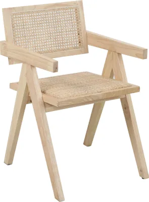 Produktbild von SIT Möbel Armlehnstuhl mit Rattan-Sitzfläche | gepolsterter Sitz | Hevea Holz naturfarben | B 52 x T 58 x H 78 cm | 02411-01 | Serie STUHL
