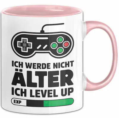 Produktbild von Gamer Gaming Liebhaber Tasse Geschenk Lustige Geschenkidee Spruch Ich Werde Nicht Älter Ich Level Up (Rosa)