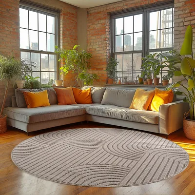 Immagine prodotto di Homebyhome Tappeto Soggiorno Design Boho Bouclé Anelli Stile Scandi Robusto Morbido per Camera da Letto, Dimensioni: 80 cm Rund