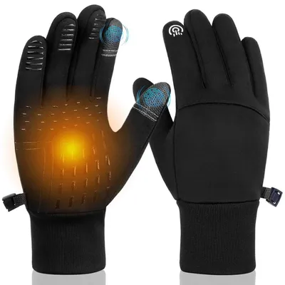 Produktbild von Winterhandschuhe Herren Damen Touchscreen Thermo Winddicht Rutschfest Sporthandschuhe M Schwarz