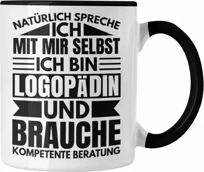 Produktbild von Trendation - Logopädin Kompetente Beratung Tasse Geschenk Logopädie Logopäde (Schwarz)